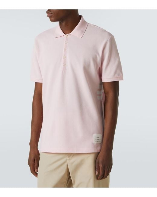 Thom Browne Pink 4-Bar Cotton Polo Shirt for men