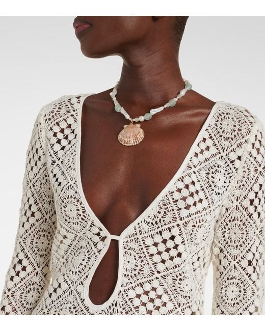 Sir White Rayure Crochet Cotton Minidress