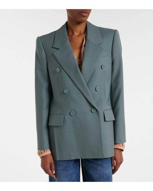 Chloé Blue Double-Breasted Wool Blazer