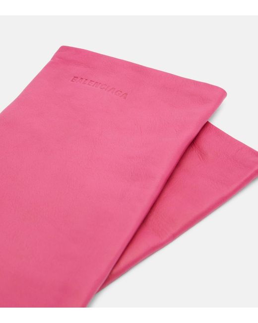 Balenciaga Pink Leather Gloves