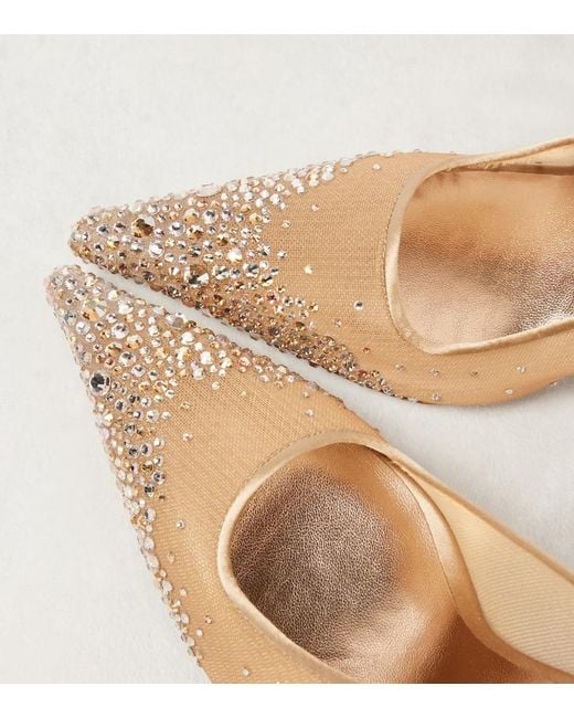 Jimmy Choo Natural Ixia 95 Embellished Mesh Pumps