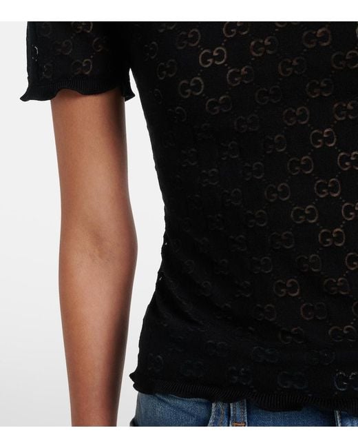 Gucci Black Pullover Gg Aus Devore