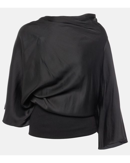Rick Owens Black Cylinder Draped Jersey Top