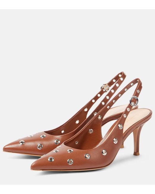 Gianvito Rossi Brown Lydia 70 Leather Slingback Sandals