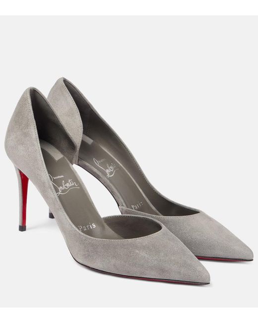 Christian Louboutin Gray Irizia 85 Suede Pumps