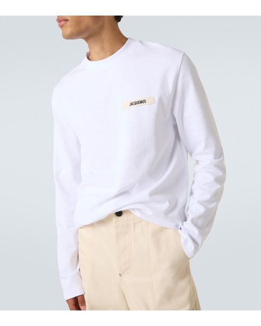 Jacquemus White Gros Grain Cotton Fleece T-Shirt for men