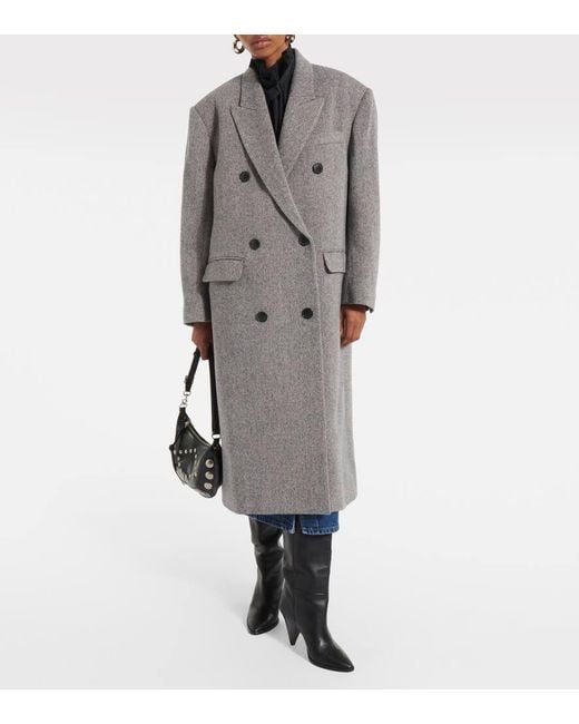 Isabel Marant Gray Double-Breasted Tailored Coat