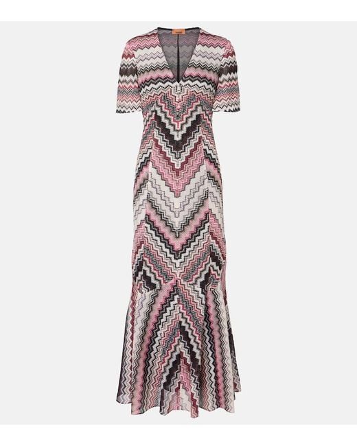 Missoni Purple Zigzag Lame Midi Dress