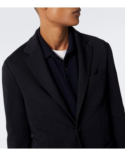 Canali Blue Single-Breasted Wool Blazer for men