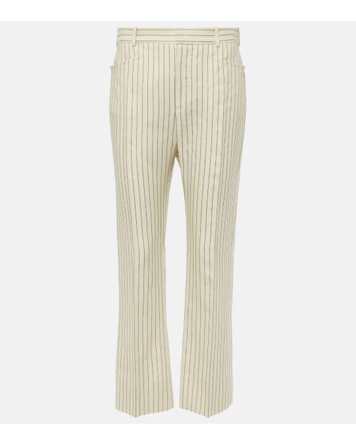 Tom Ford Natural Wallis Striped Wool And Silk-blend Straight Pants