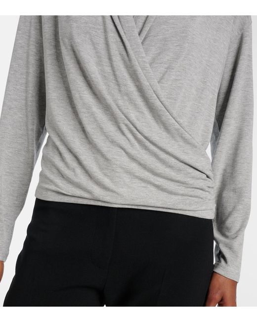 Vince Gray Draped Jersey Top