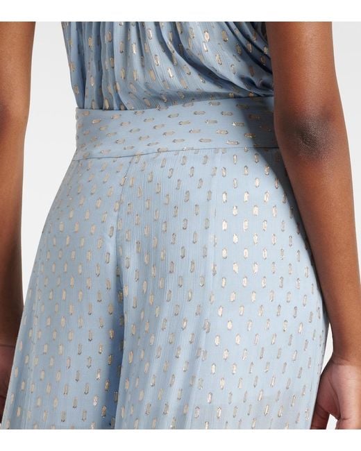 Zimmermann Blue Daylight Semi-Sheer Chiffon Wide-Leg Pants