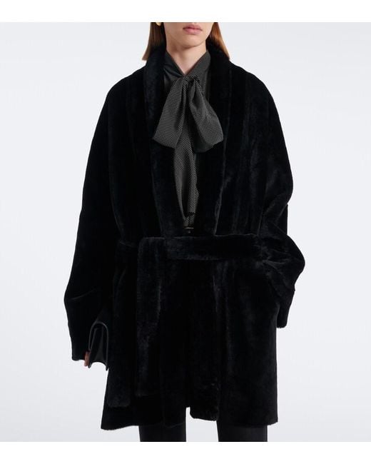 Nour Hammour Black Raquel Shearling Coat