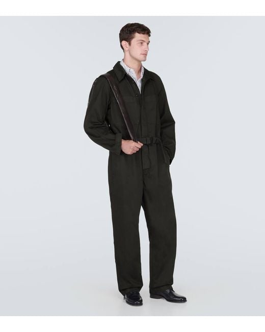 Lemaire Black Belted Cotton Jumpsuit for men