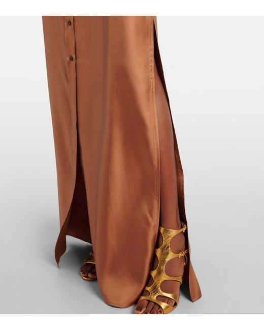 Tom Ford Brown Belted Silk Twill Shirt Dress