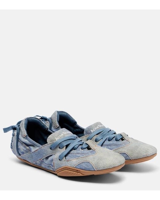 Acne Blue Trompe L'Oil Leather Flats