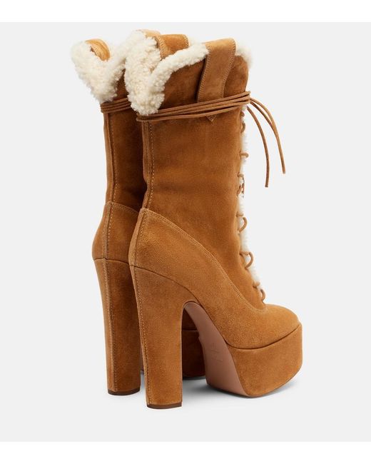 Paris Texas Brown Malena 145 Suede Platform Lace-Up Boots