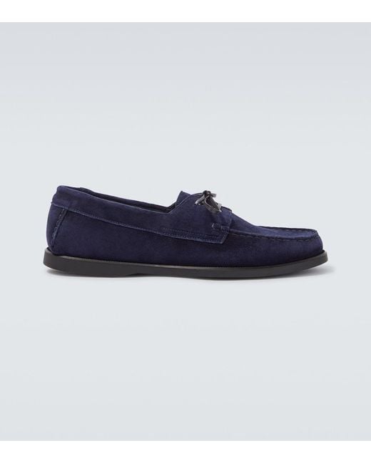 Saman Amel Blue City Moc Suede Boat Shoes for men