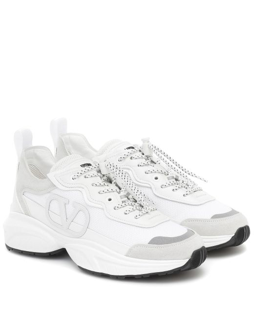 Valentino Garavani Vlogo Suede And Canvas Trainers in White - Save 30% -  Lyst