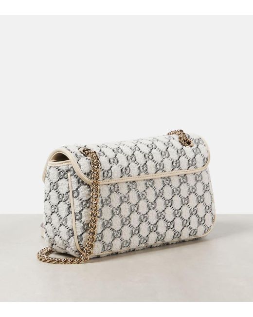 Gucci Metallic Gg Marmont Small Tweed Shoulder Bag