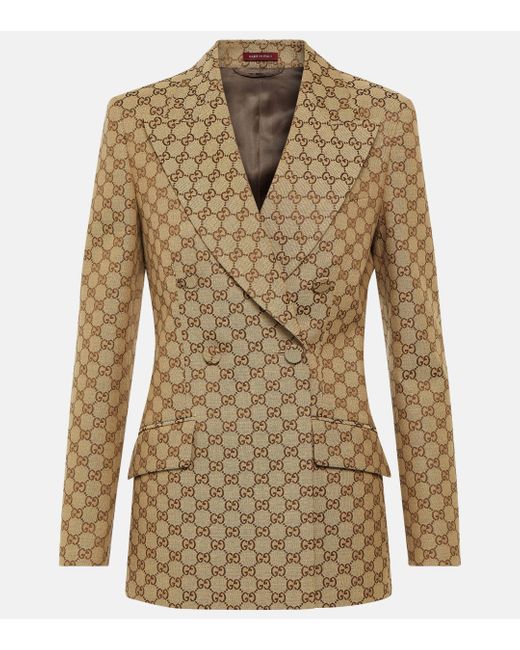 Gucci Brown GG Canvas Double-breasted Blazer