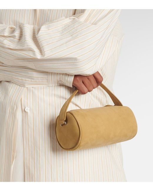 The Row Natural Round '90S Suede Tote Bag