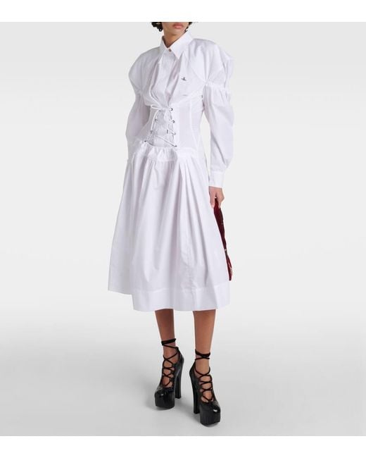 Vestido midi Kate de popelin de algodon Vivienne Westwood de color White