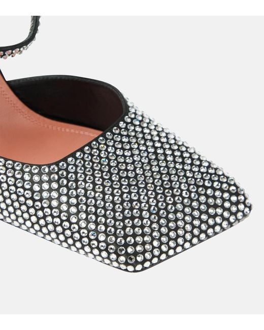 AMINA MUADDI Metallic Charlotte 95 Embellished Satin Pumps