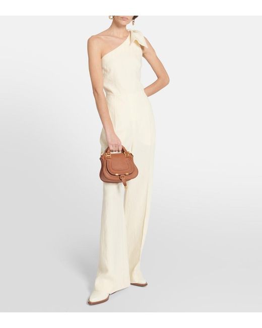 Chloé White One-Shoulder Linen Jumpsuit