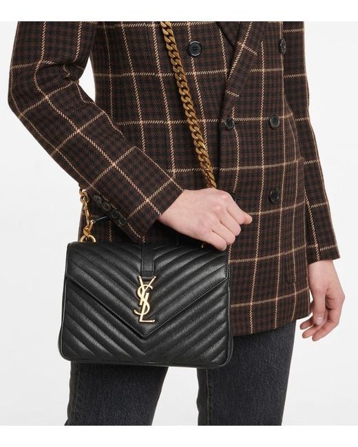 Saint Laurent Black Schultertasche College Medium Aus Leder