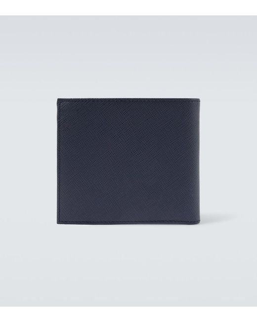 Prada Blue Logo Leather Wallet for men