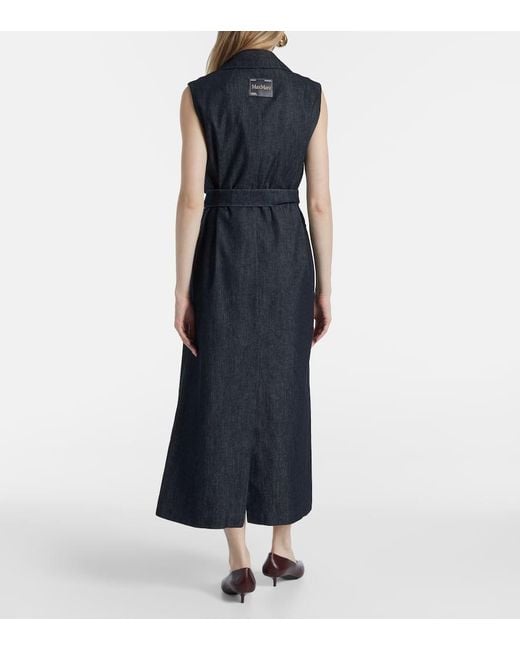 Max Mara Blue Greta Belted Denim Maxi Dress