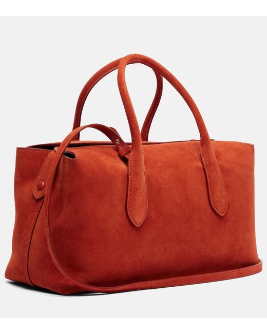 Polo Ralph Lauren Red Bellport Medium Suede Tote Bag