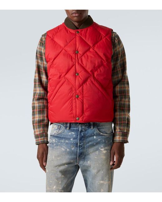 RRL Red Quilted Twill Vest for men