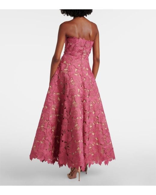 Robe Longue En Guipure Oscar de la Renta en coloris Pink