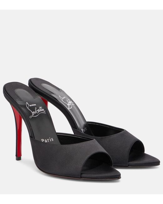 Christian Louboutin Black Miss Z 100 Crepe Satin Mules