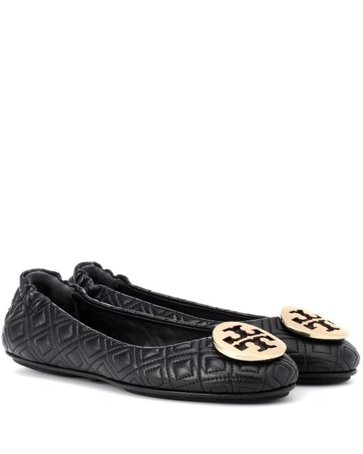 Tory Burch Black Minnie Quilted Leather Ballet Flats