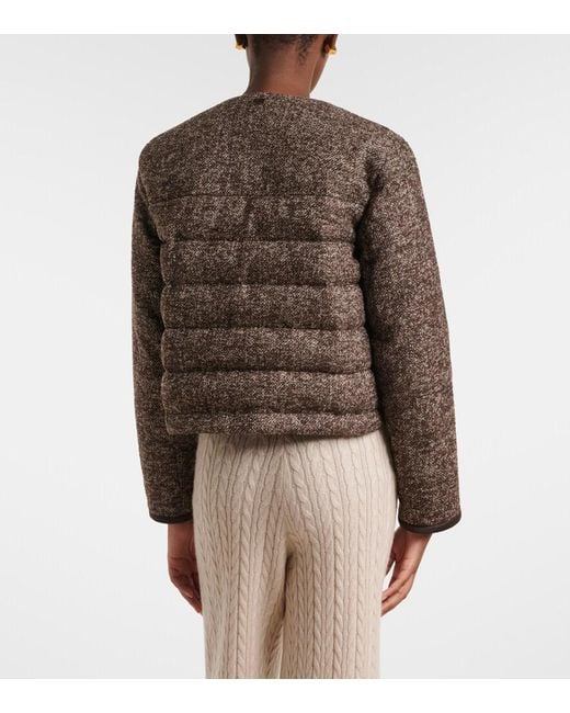 Agnona Brown Cropped Wool-Blend Puffer Jacket