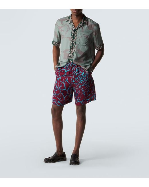 Dries Van Noten Blue Floral Shorts for men