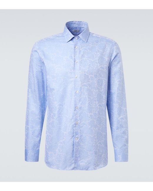 Etro Blue Jacquard Shirt for men