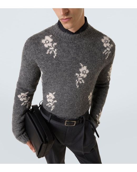 Pull Intarsia En Alpaga Et Laine Melanges Jil Sander pour homme en coloris Gray