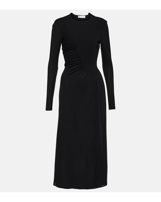 Abito Midi Con Ruches di Tory Burch in Black