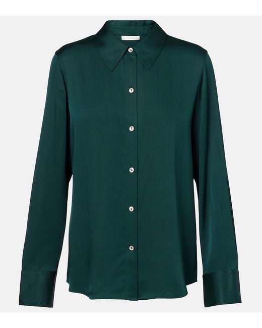 Vince Green Silk-Blend Satin Shirt