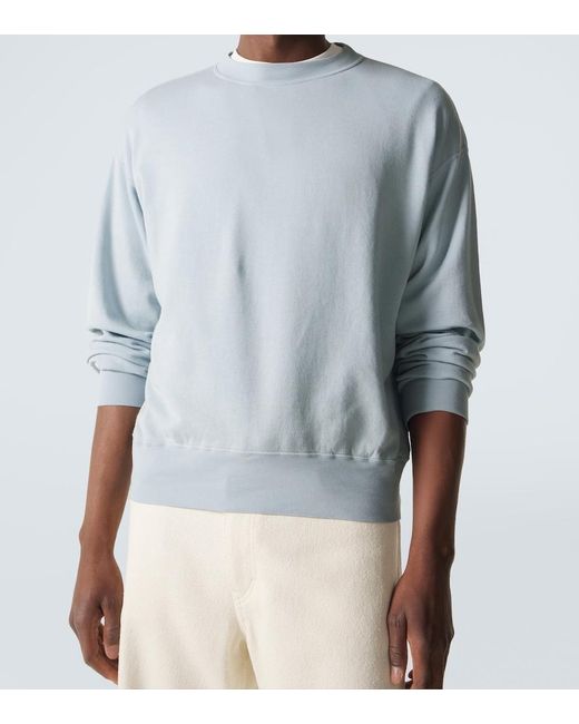 Auralee Blue Cotton, Wool And Silk Sweatshirt for men