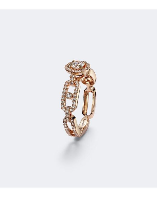 Messika White Move Link 18Kt Rose Ring With Diamonds