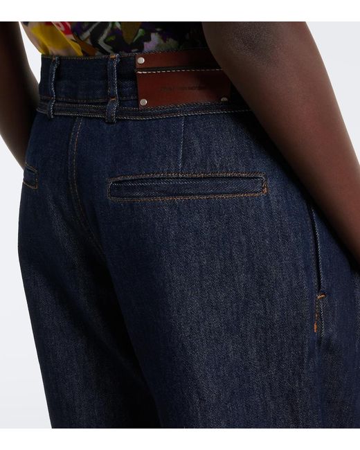 Shorts De Denim Con Cinturon Dries Van Noten de color Blue