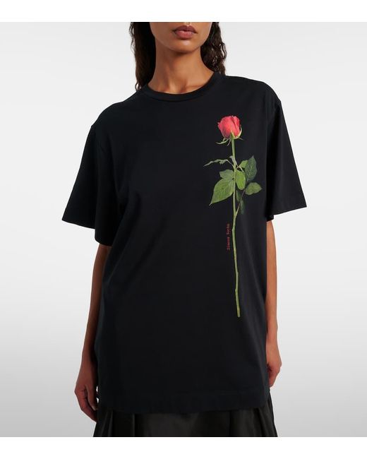 Simone Rocha Black Bedrucktes T-Shirt Aus Baumwoll-Jersey