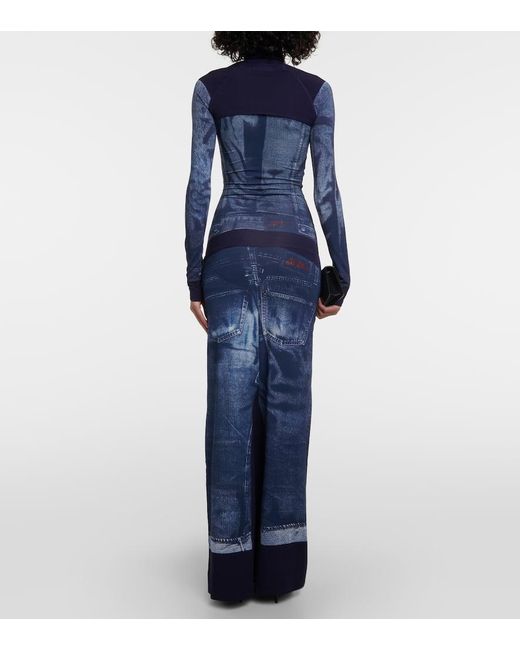 Jean Paul Gaultier Blue Trompe L'oeil Maxi Dress