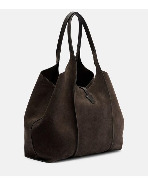 Tod's Black T Timeless Medium Suede Tote Bag