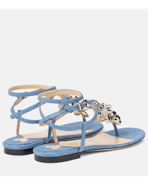 Sandales Puffy Heart En Jean A Cristaux Mach & Mach en coloris Blue